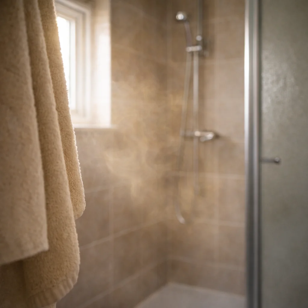 A bathroom with lingering scents, suggesting poor ventilation