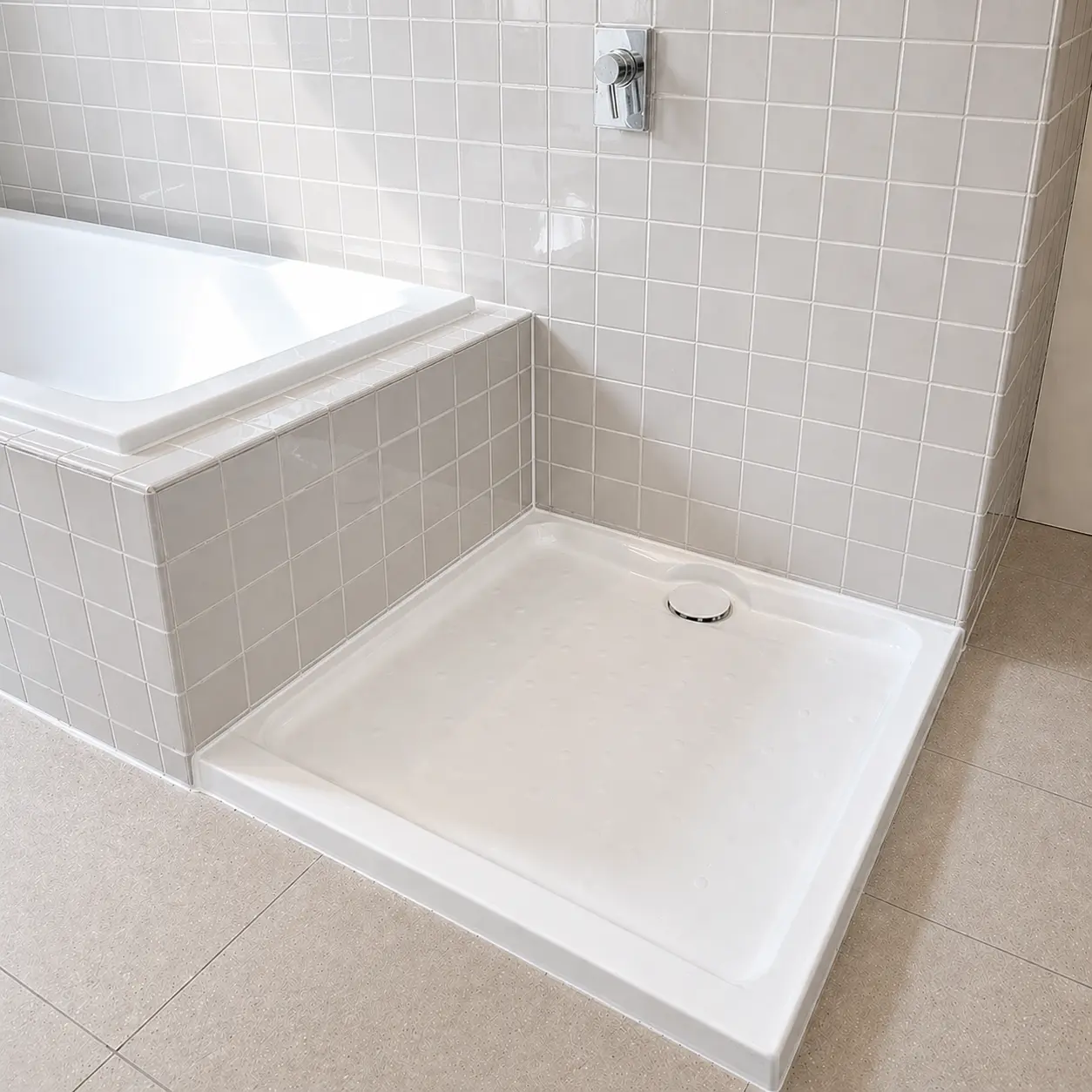 Shiny Shower specialist repairing grout and seals in a shower